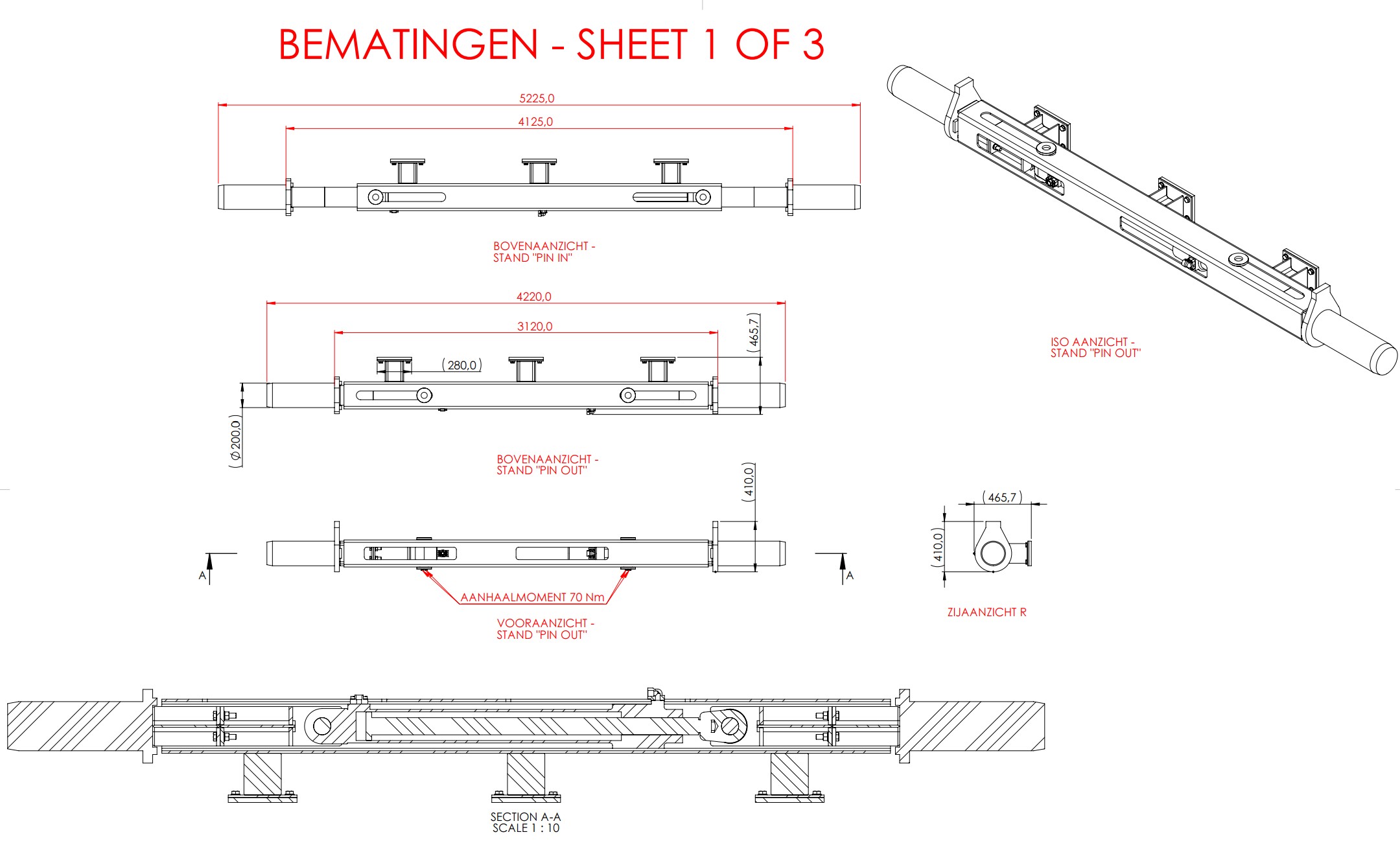 CAT 5110B - Technische tekening bematingen