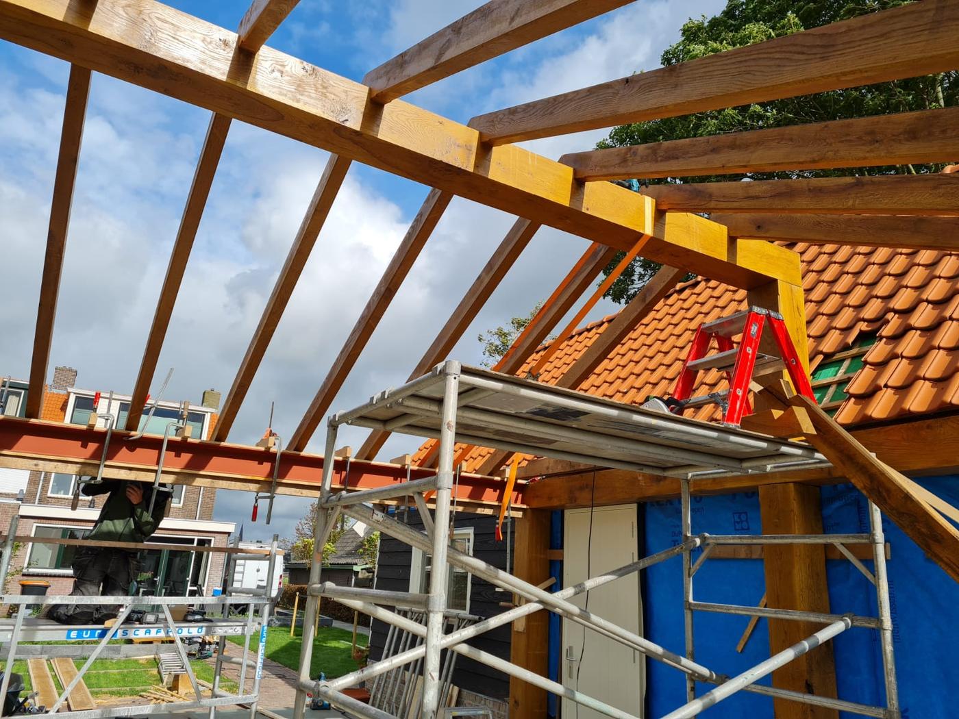 Veranda dakconstructie - detail gordingen